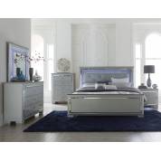 Allura Bedroom 4Pc Set with LED Lighting - Silver